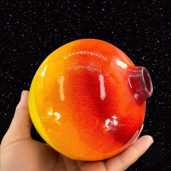 Crate And Barrel Roy Vase Ceramic Lava Glaze Made In Thailand Round Bottom - Picture 4 of 13